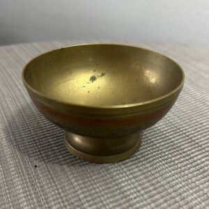 Vintage Brass Bowl with colorful etching